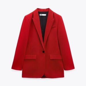 Zara Red Structured Blazer